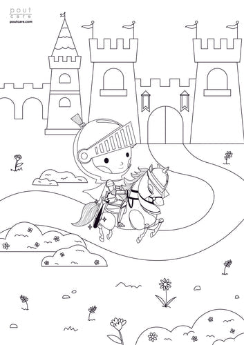 pout Care knight colouring sheet