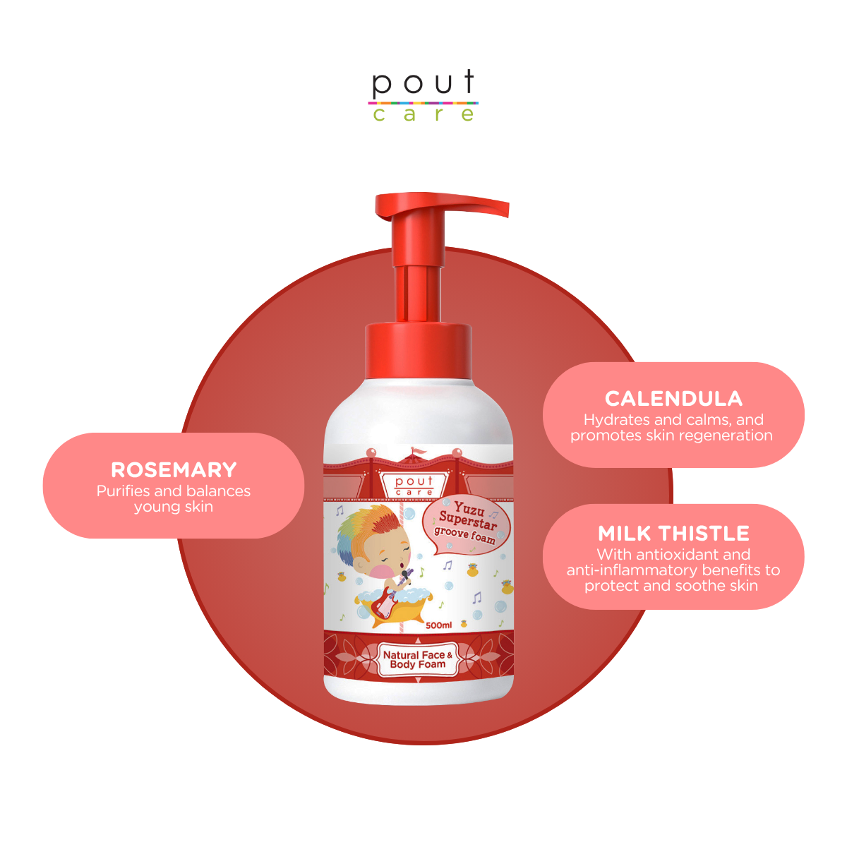 pout Care Yuzu Superstar Natural Face & Body Foam 500ml