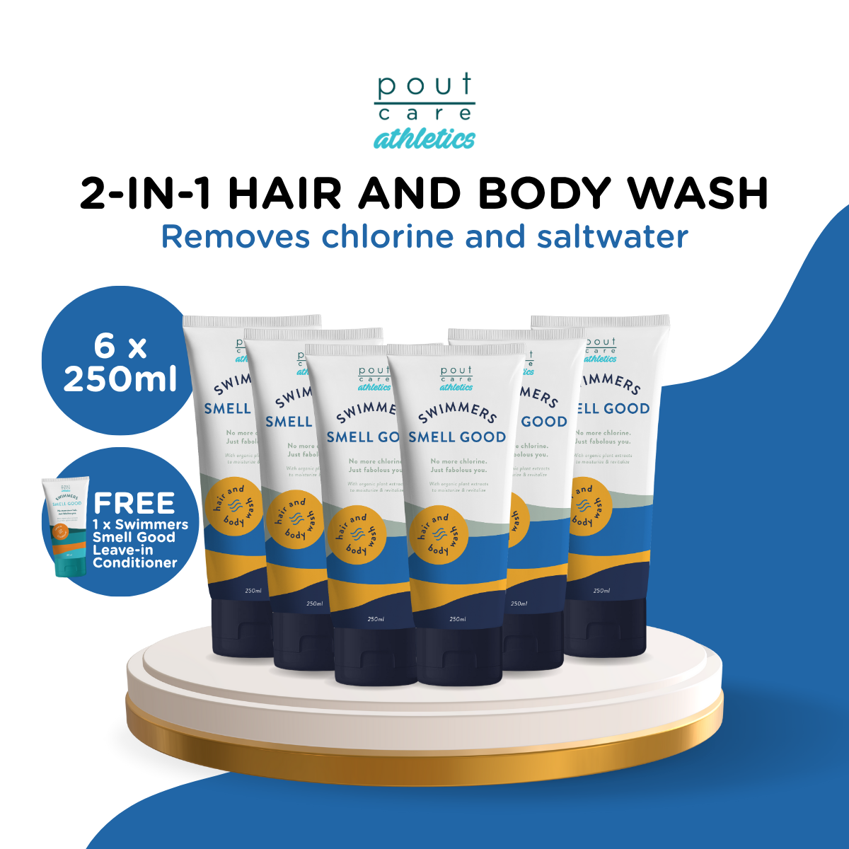 pout Care Athletics Swimmers Smell Good Hair & Body Wash (6 x 250ml)