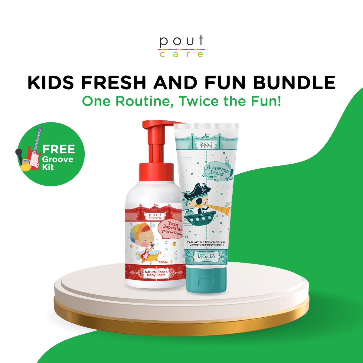 pout Care Swimmers’ Top-to-Toe Chlorine Removal Wash 250ml & Yuzu Superstar Face & Body Foam 500ml