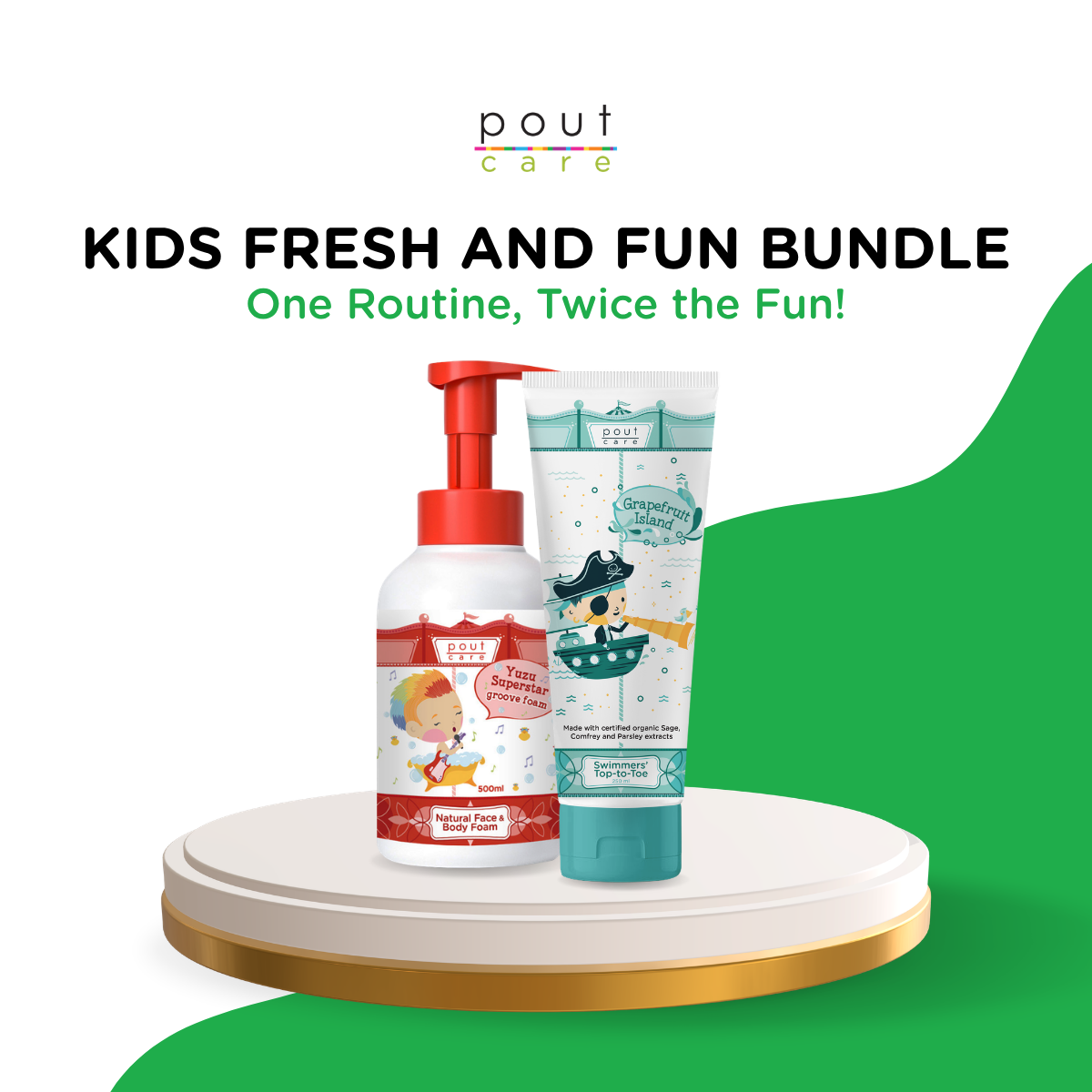 pout Care Swimmers’ Top-to-Toe Chlorine Removal Wash 250ml & Yuzu Superstar Face & Body Foam 500ml
